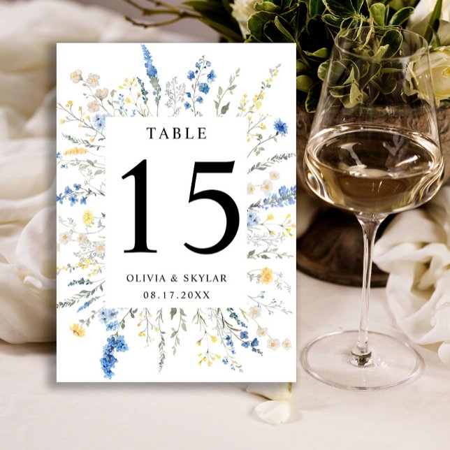 Numeração De Mesa Casamento Amarelo Dusty Blue DaTECD Wild Floral Bo (Criador carregado)