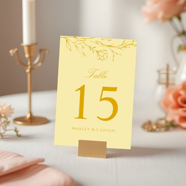 Numeração De Mesa Casamento Amarelo Manteiga Boho Moderno (Criador carregado)