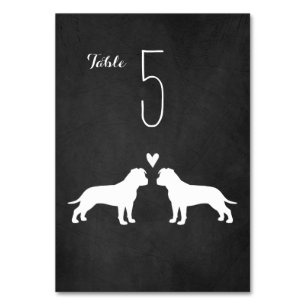 Numeração De Mesa Casamento Americano Staffordshire Terrier Silhouet
