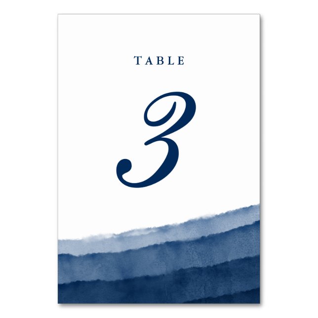 Numeração De Mesa Casamento Aquarela Azul Índigo (Frente)