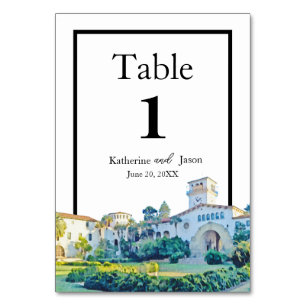 Numeração De Mesa Casamento Aquarela do Tribunal de Santa Barbara