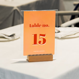 Numeração De Mesa Casamento Aquarela Laranja Vibrante e Ousado do Pô