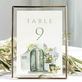 Numeração De Mesa Casamento Aquarela Mediterrâneo Limões Sage
