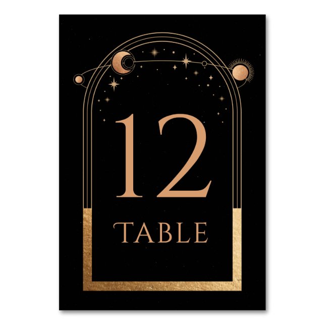 Numeração De Mesa Casamento Astronômico da Lua Negra Celestial Doura (Frente)