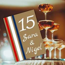 Numeração De Mesa Casamento Azul Branco-Vermelho Britânico