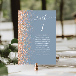 Numeração De Mesa Casamento Azul com Derrame de Pêssego Moderno