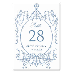 Numeração De Mesa Casamento Azul com Grace Floral Dusty, Ornamentado