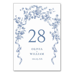 Numeração De Mesa Casamento Azul com Grace Floral Dusty, Ornamentado