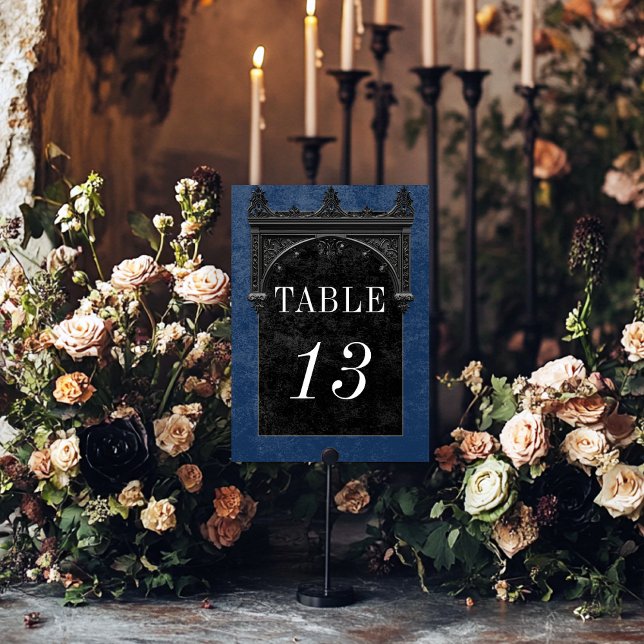 Numeração De Mesa Casamento Azul de Arco Negro Gótico (Criador carregado)