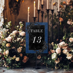 Numeração De Mesa Casamento Azul de Rosas Negras Gótica