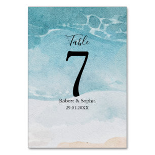 Numeração De Mesa Casamento Azul de Verão na Praia