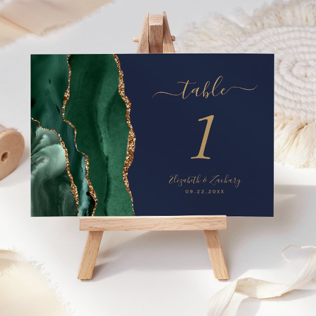 Numeração De Mesa Casamento Azul do Marinho Agate Dourado Emerald Gr (Criador carregado)