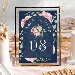 Numeração De Mesa Casamento Azul do Marinho Eucalyptus Floral Cor-de