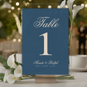 Numeração De Mesa Casamento Azul do Pacífico Simples Moderno e Velho