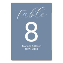 Numeração De Mesa Casamento Azul Dusty, Script Elegante