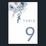 Numeração De Mesa Casamento Azul e Branco Moderno<br><div class="desc">Número da Mesa Branca Moderna e Azul Dusty Consulte Niche e Nest Store para Set.</div>