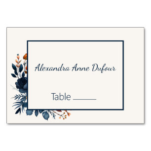 Numeração De Mesa Casamento Azul e Laranja do Marinho Elegante