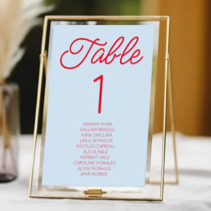 Numeração De Mesa Casamento Azul e Vermelho Minimalista Moderno