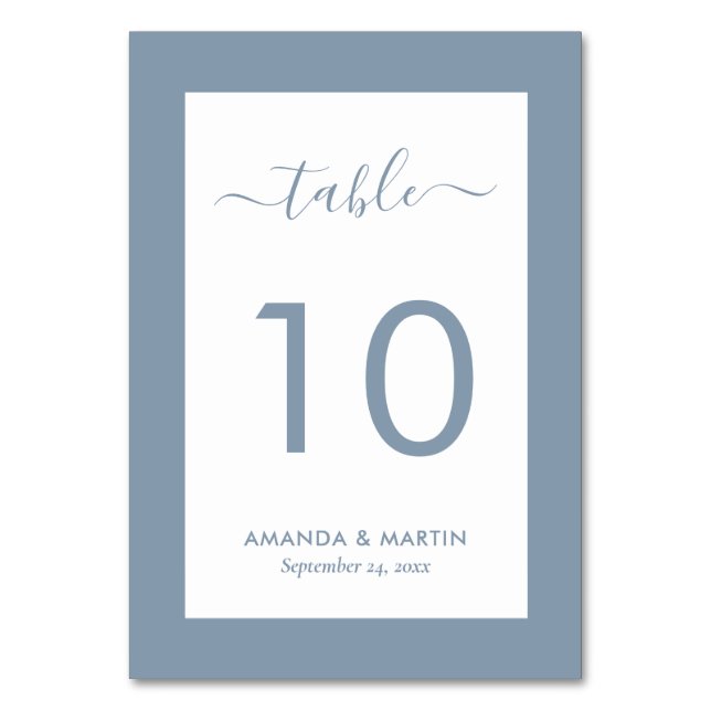 Numeração De Mesa Casamento Azul Elegante (Frente)