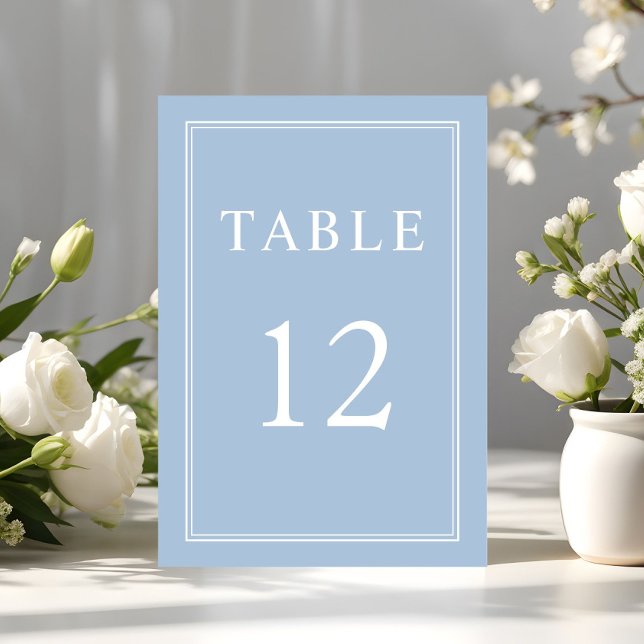 Numeração De Mesa Casamento Azul em Pó Formal Moderno Elegante (Modern Elegant Formal Powder Blue Wedding Table Number)