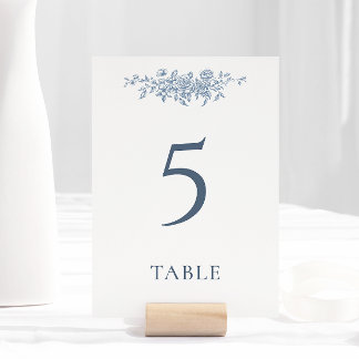 Numeração De Mesa Casamento Azul Floral Elegante Vintage