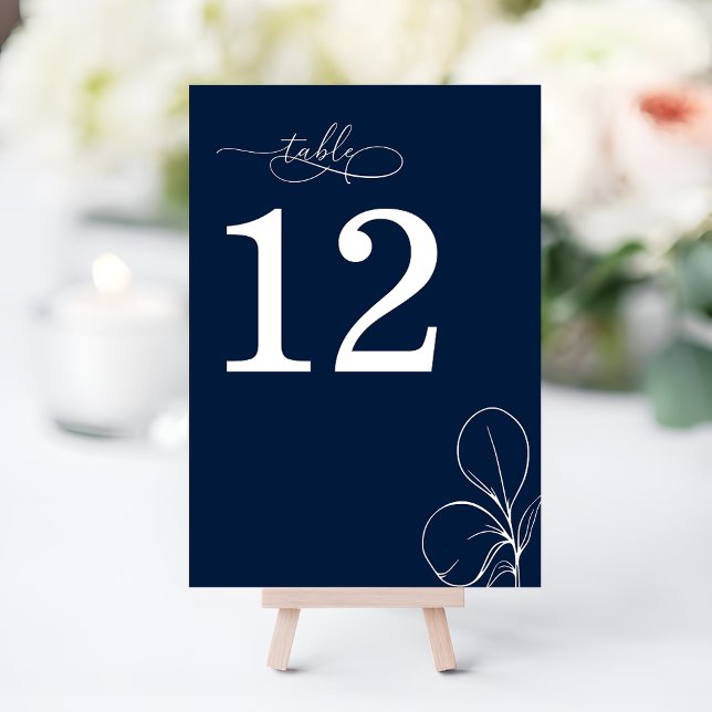 Numeração De Mesa Casamento Azul Marinho Chic Moderno (Criador carregado)