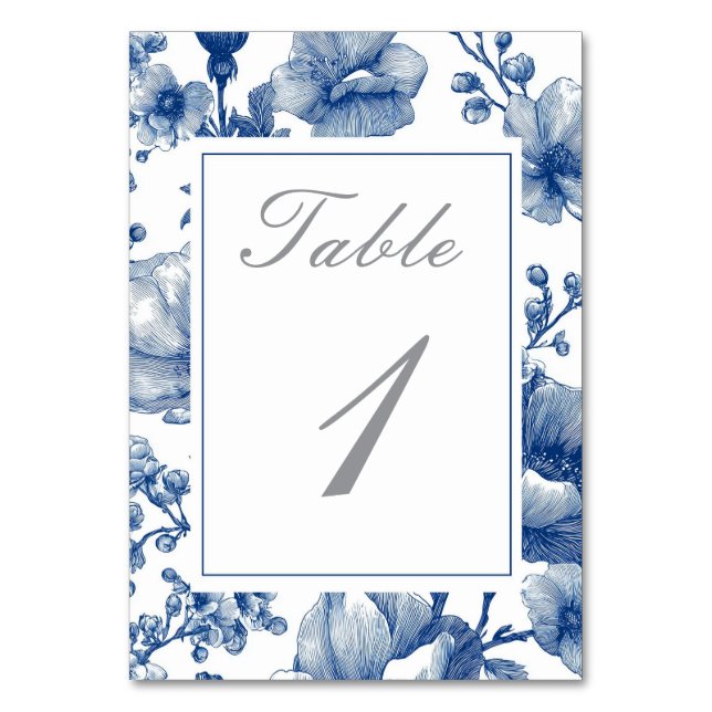 Numeração De Mesa Casamento Azul Marinho e Prata (Frente)