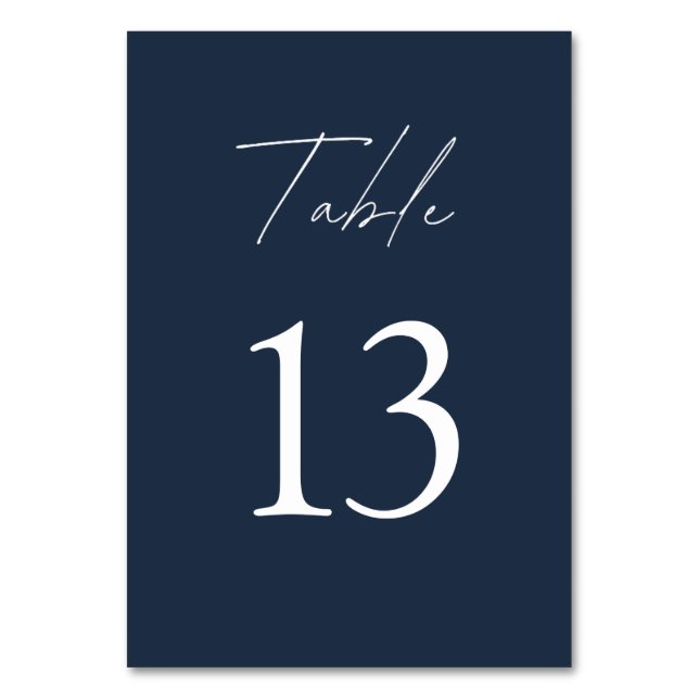 Numeração De Mesa Casamento Azul-Marinho Elegante (Frente)
