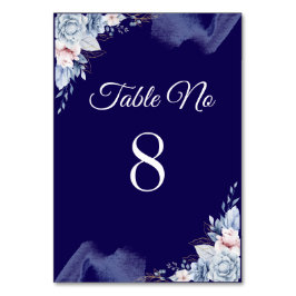 Numeração De Mesa Casamento azul naval elegante