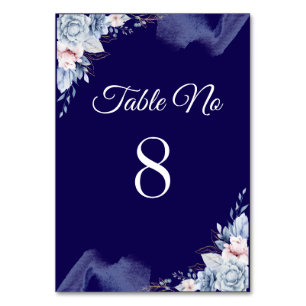 Numeração De Mesa Casamento azul naval elegante