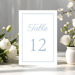 Numeração De Mesa Casamento Azul Pó Elegante Moderno