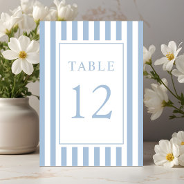 Numeração De Mesa Casamento Azul Pó Listrado Elegante