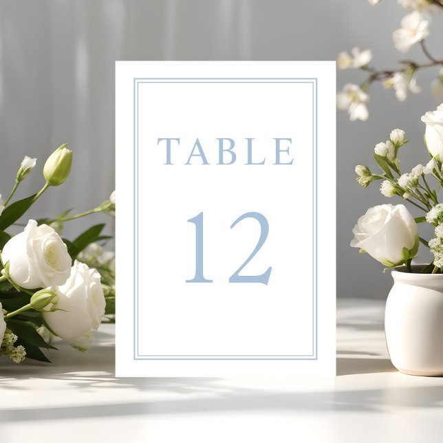 Numeração De Mesa Casamento Azul Pó Moderno Elegante (Elegant Modern Powder Blue Wedding Table Number)