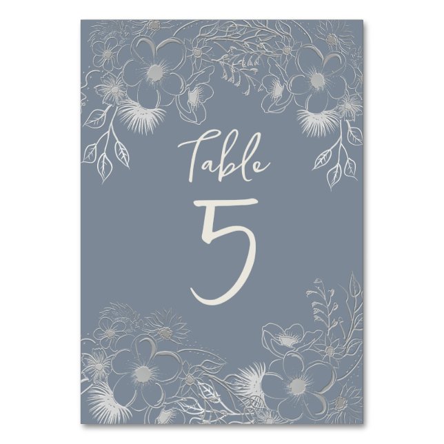 Numeração De Mesa Casamento Azul Poeirento Elegante (Frente)