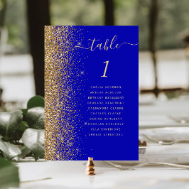 Numeração De Mesa Casamento Azul Real Brilho Dourado Moderno