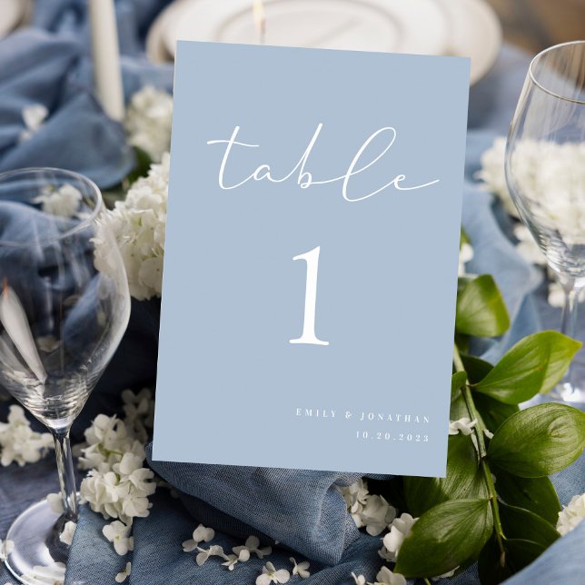 Numeração De Mesa Casamento Azul Simples Elegante (Criador carregado)