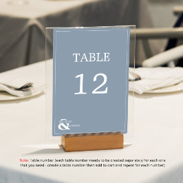 Numeração De Mesa Casamento Azul Unificado Moderno com Nomes e
