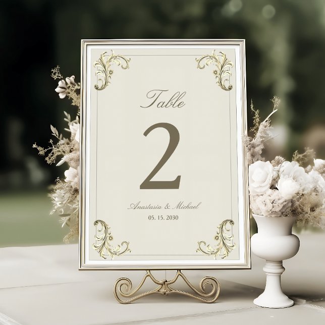 Numeração De Mesa Casamento Barroco Dourado Vintage (Criador carregado)
