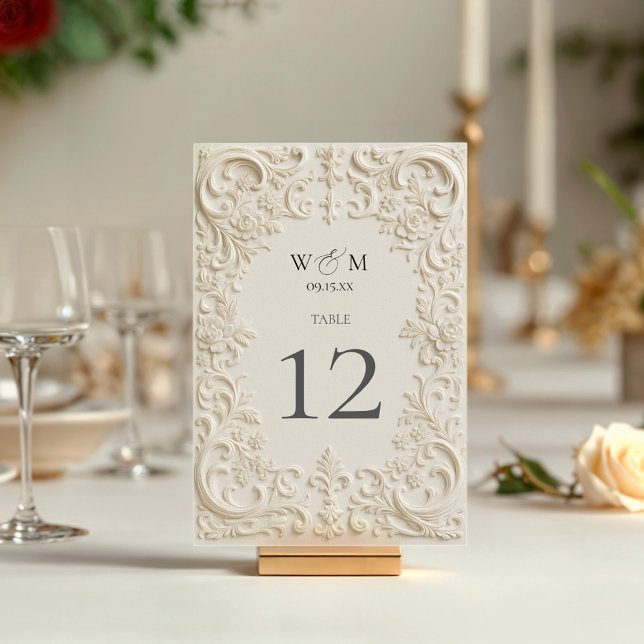 Numeração De Mesa Casamento Barroco Elegante (Elegant Baroque Wedding Table Number)