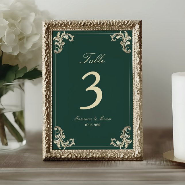 Numeração De Mesa Casamento Barroco em Ouro e Verde Esmeralda (Criador carregado)