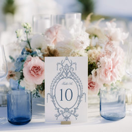 Numeração De Mesa Casamento Barroco Ornamentado Azul Francês 