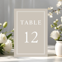 Numeração De Mesa Casamento Beige Taupe Formal Elegante Moderno