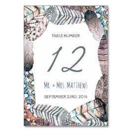 Numeração De Mesa Casamento Boêmia de Penas Tribais Modernas