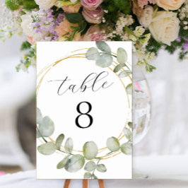 Numeração De Mesa Casamento Boho Aquarela Eucalipto & Dourado