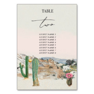 Numeração De Mesa Casamento Boho de Cacto no Deserto em Aquarela