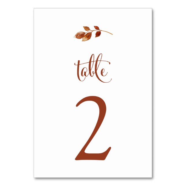 Numeração De Mesa Casamento Boho de Folhas de Outono de Terracota Si (Frente)