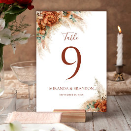Numeração De Mesa Casamento Boho Floral Romântico com Caligrafia Ele