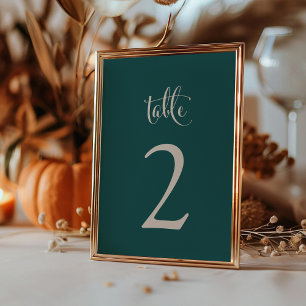 Numeração De Mesa Casamento Boho Simples Elegante Teal Taupe Outono