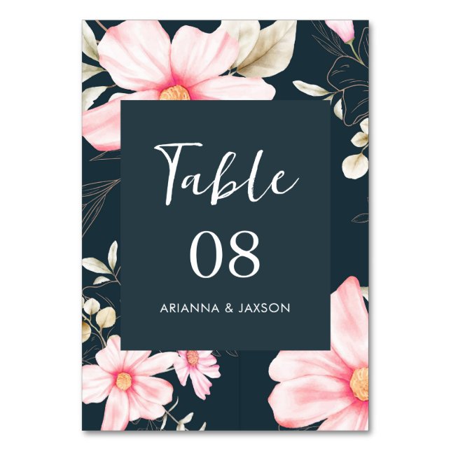 Numeração De Mesa Casamento bonito Azul Floral (Frente)