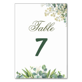Numeração De Mesa Casamento Botânico com Eucalipto e Florais Brancas